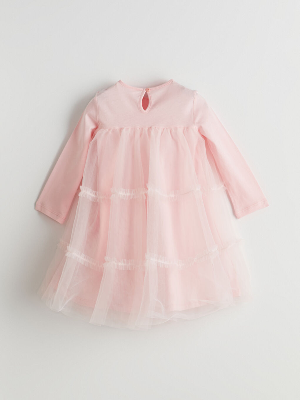 Pembe Bisiklet Yaka Kız Çocuk Dantel Elbise-2