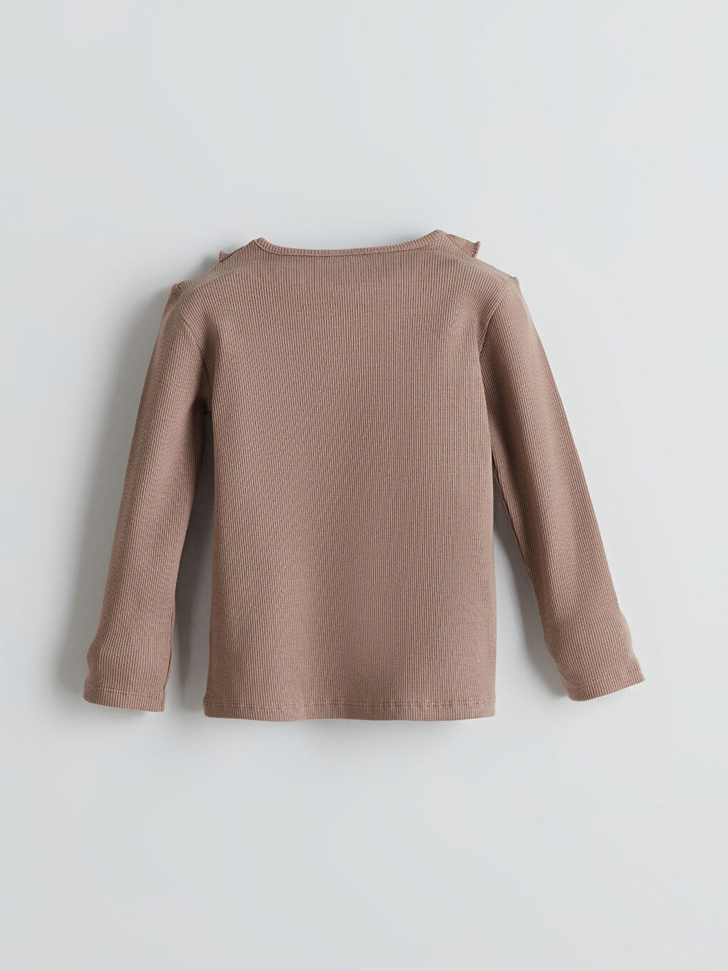 Kahverengi Fırfırlı Yaka Kız Çocuk Uzun Kollu Bluz-1