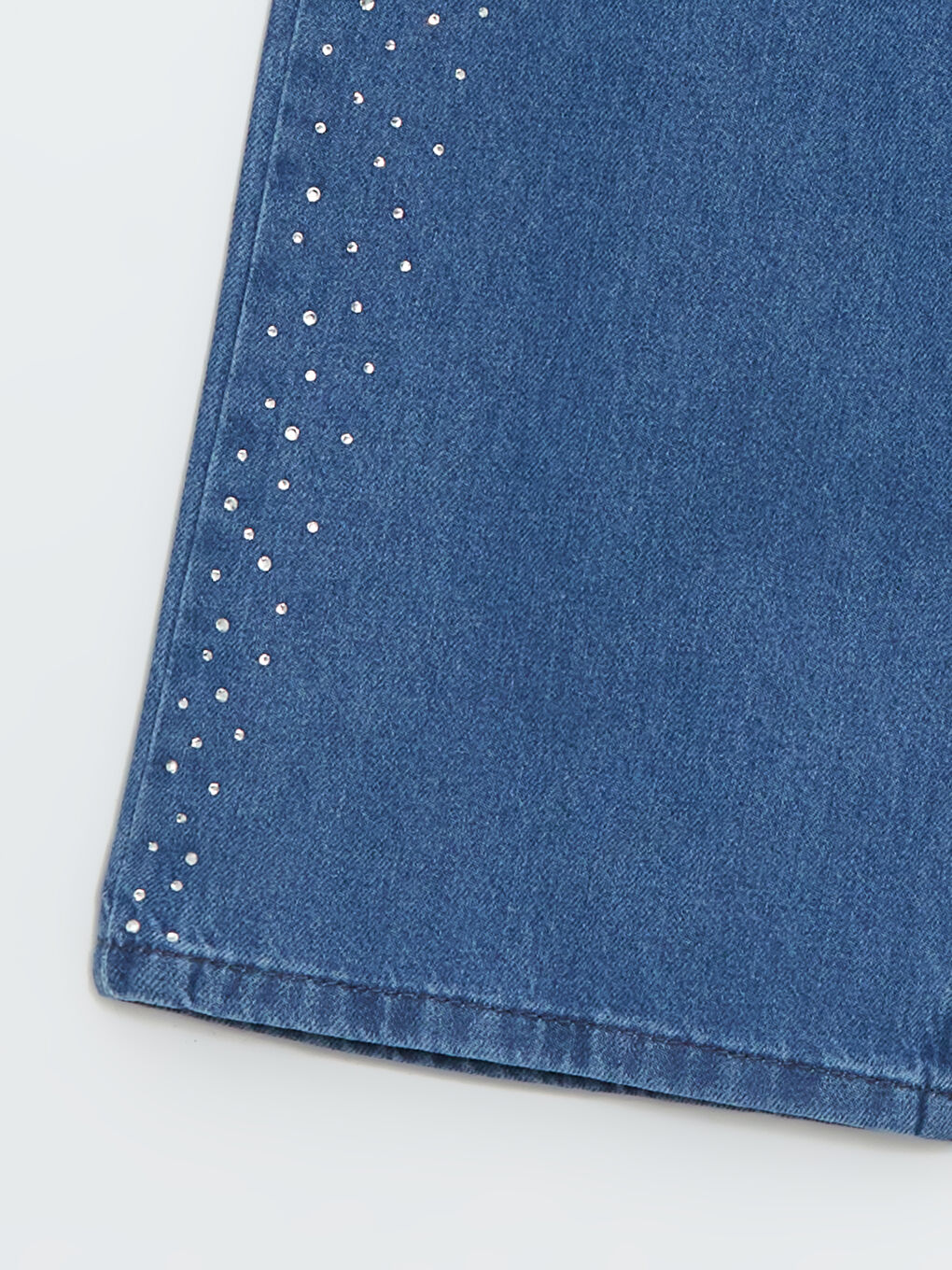 جينز بنات سروال واسع مزين بأحجار الراين-1