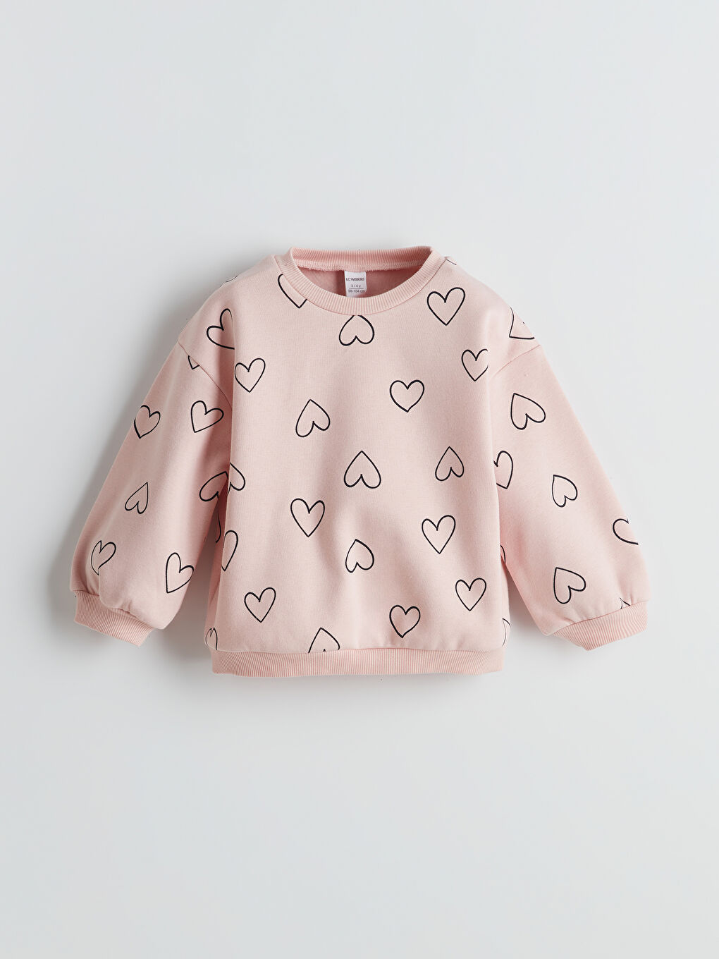 Pembe Bisiklet Yaka Baskılı Kalın Kız Çocuk Sweatshirt