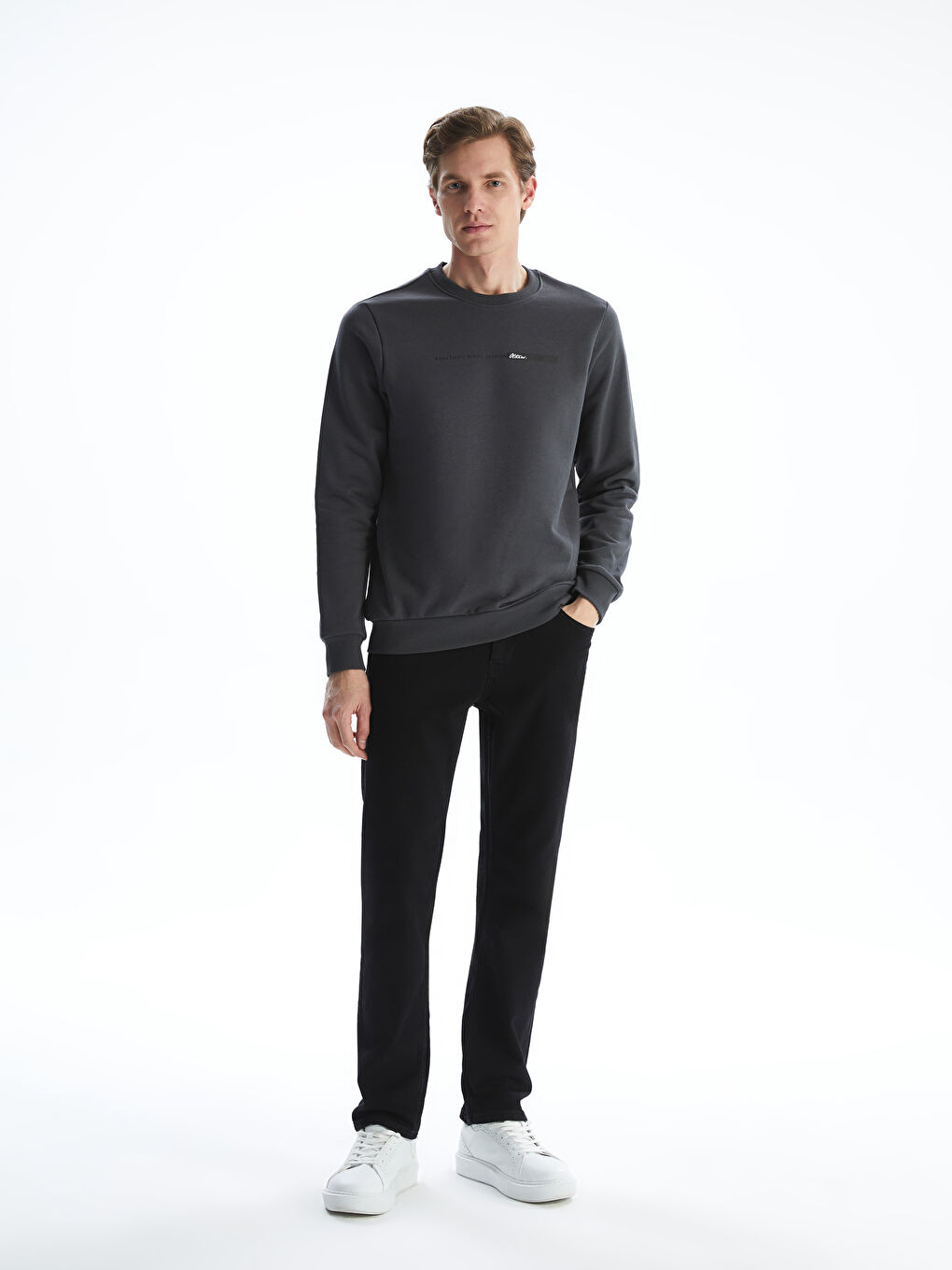 Crew Neck Long Sleeve Thick Men's Sweatshirt -W4M958Z8-HJV
