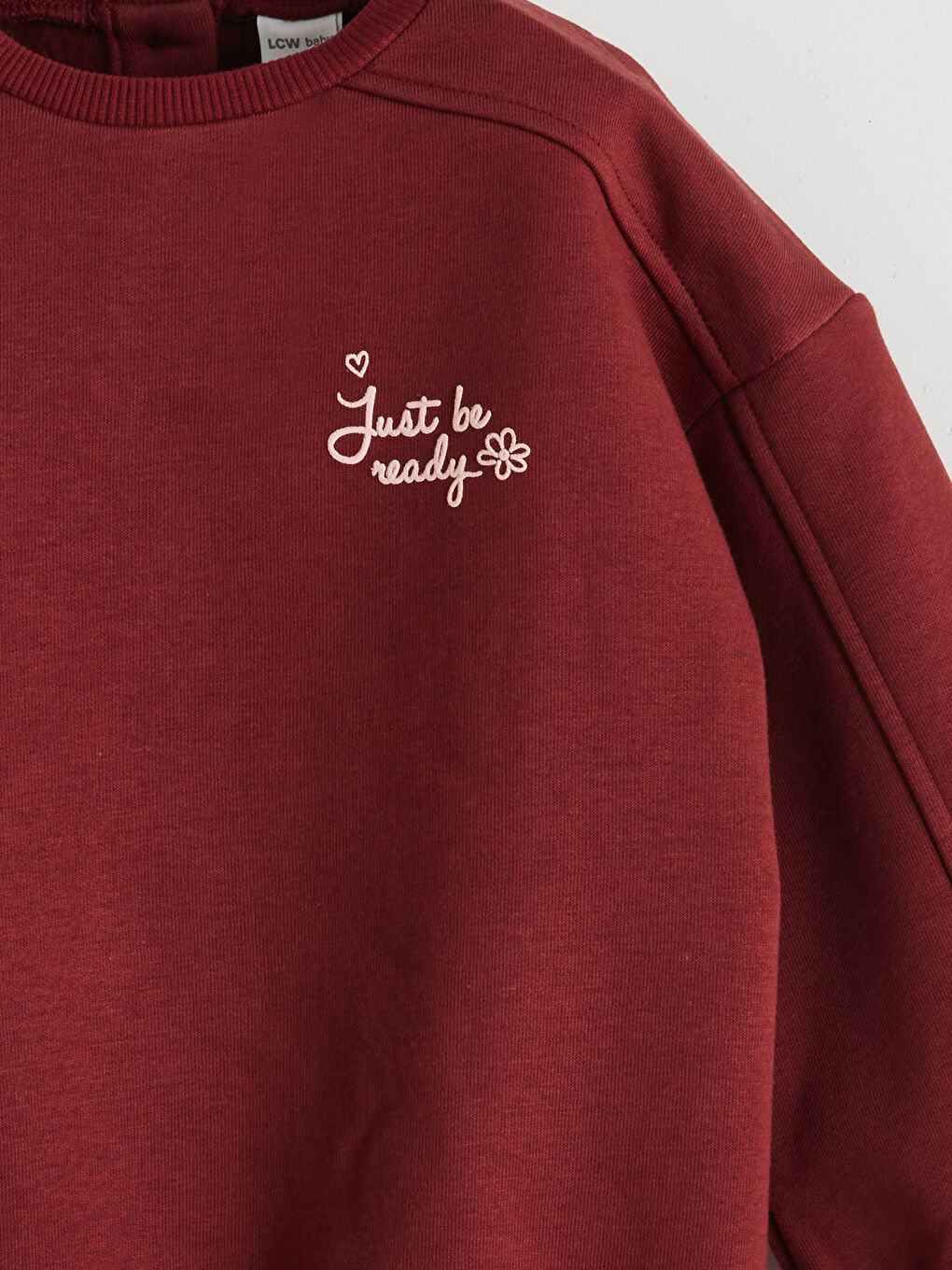 Bordo Bisiklet Yaka Kız Çocuk Sweatshirt ve Eşofman Alt 2'li-5