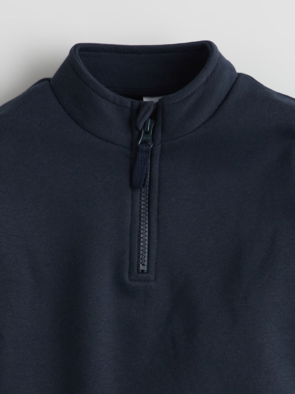 Lacivert Dik Yaka Fermuarlı Erkek Çocuk Sweatshirt-1