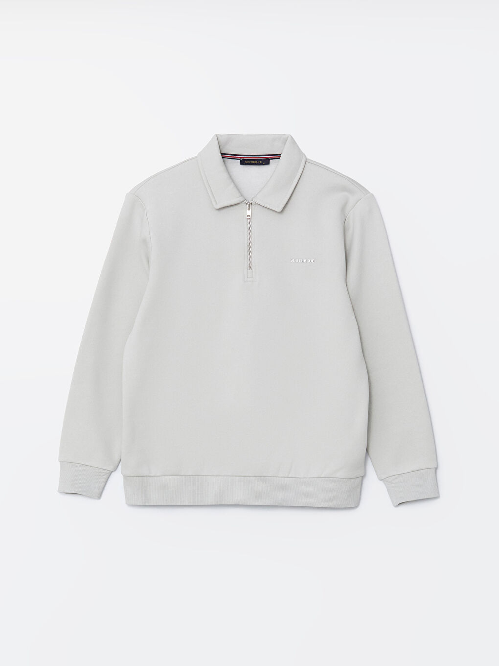 Bej Polo Yaka Uzun Kollu Erkek Sweatshirt-4