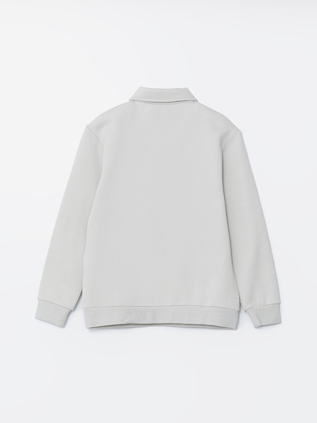 Bej Polo Yaka Uzun Kollu Erkek Sweatshirt-5