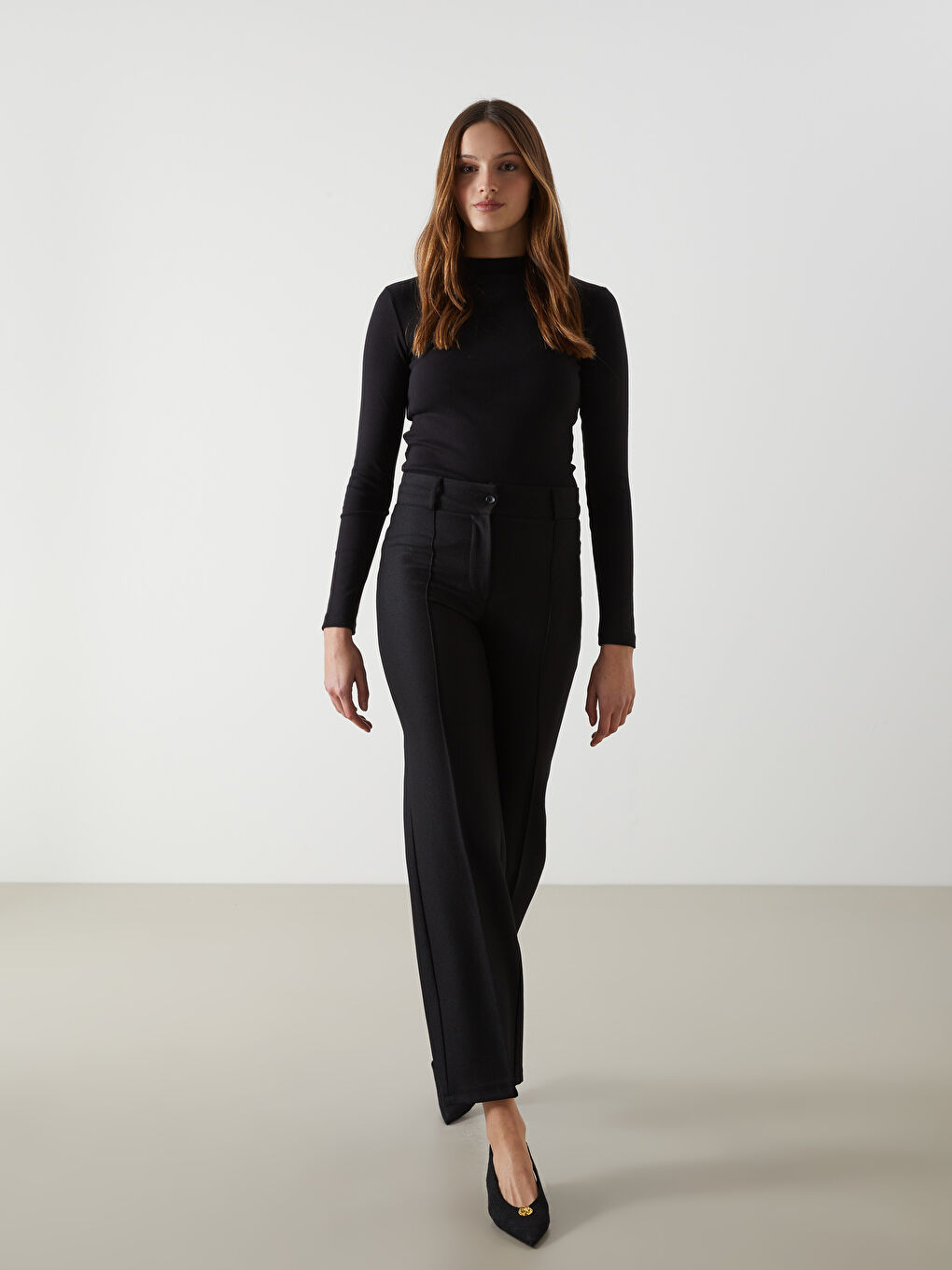 Siyah Loose Fit Kadın Pantolon-0