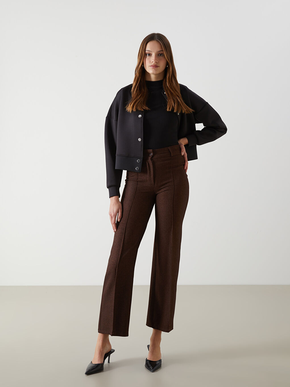 Kahverengi Loose Fit Kadın Pantolon