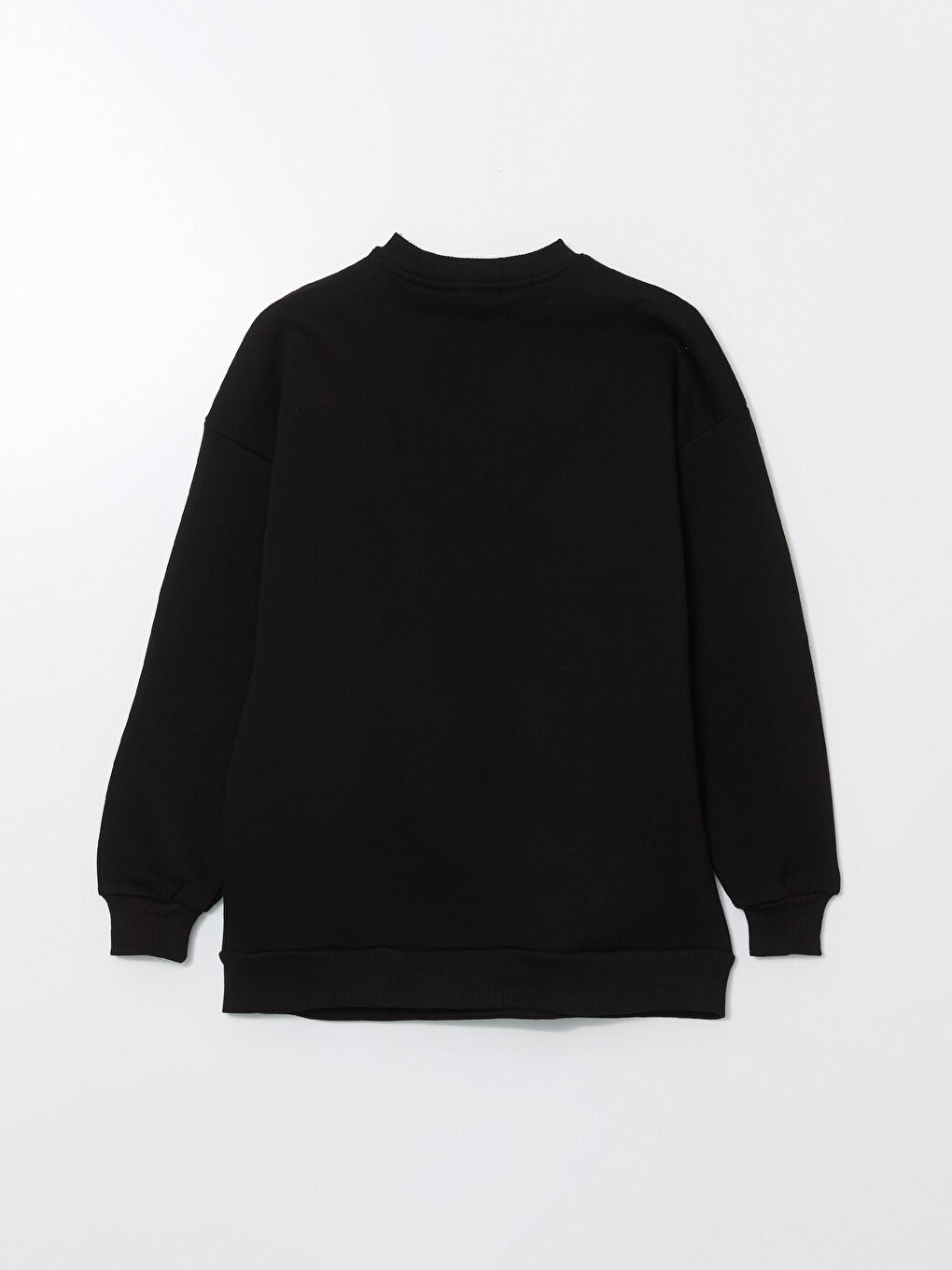 Siyah Bisiklet Yaka Taşlı Kadın Kalın Sweatshirt Tunik-10