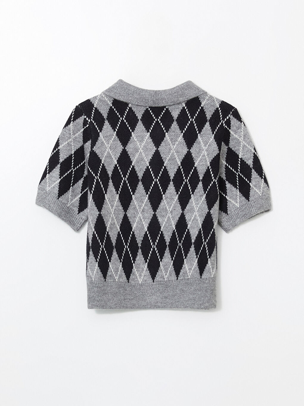 Polo Neck Argyle Pattern Women's Knitwear Cardigan -W4M977Z8-ZFW