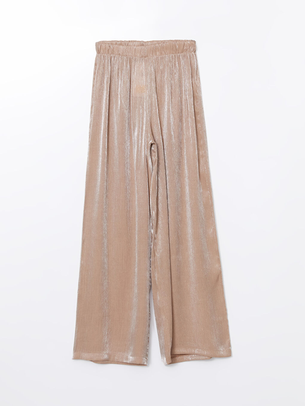 Pembe Beli Lastikli Parlak Görünümlü Kadın Pantolon-4