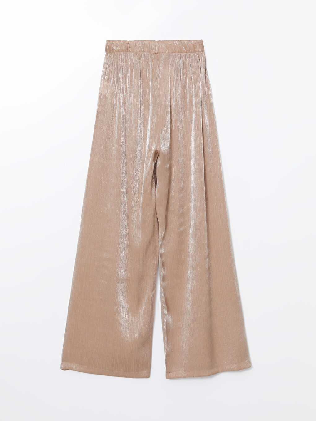 Pembe Beli Lastikli Parlak Görünümlü Kadın Pantolon-5