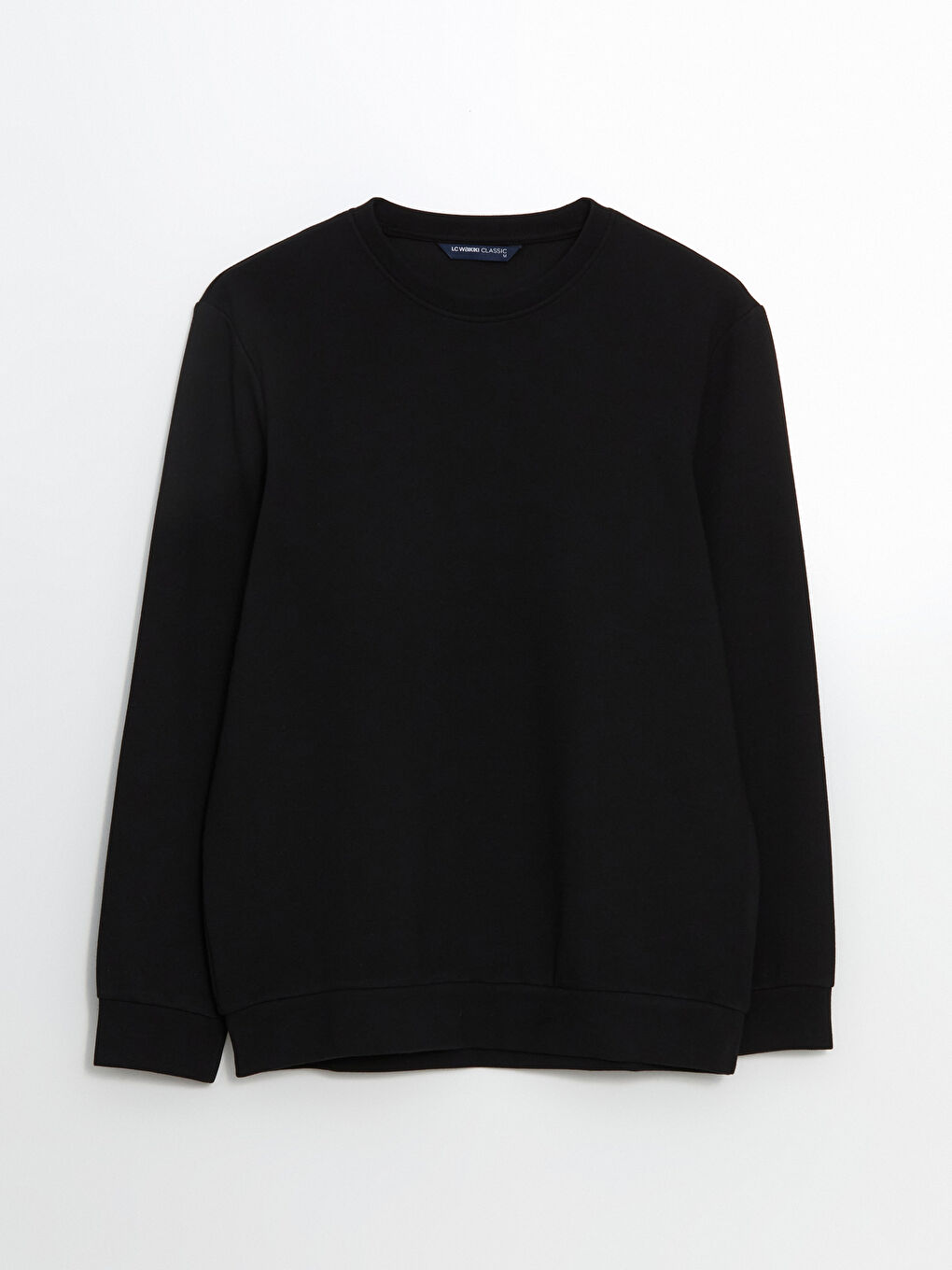 Siyah Bisiklet Yaka Uzun Kollu Erkek Sweatshirt-4