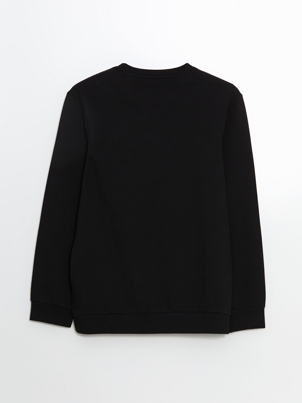 Siyah Bisiklet Yaka Uzun Kollu Erkek Sweatshirt-5