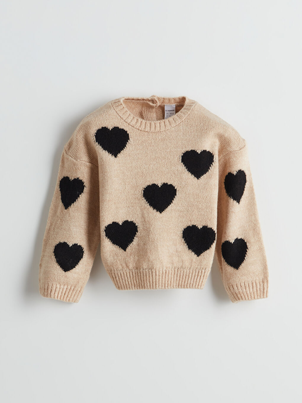 Bej Bisiklet Yaka Triko Kız Çocuk Kazak