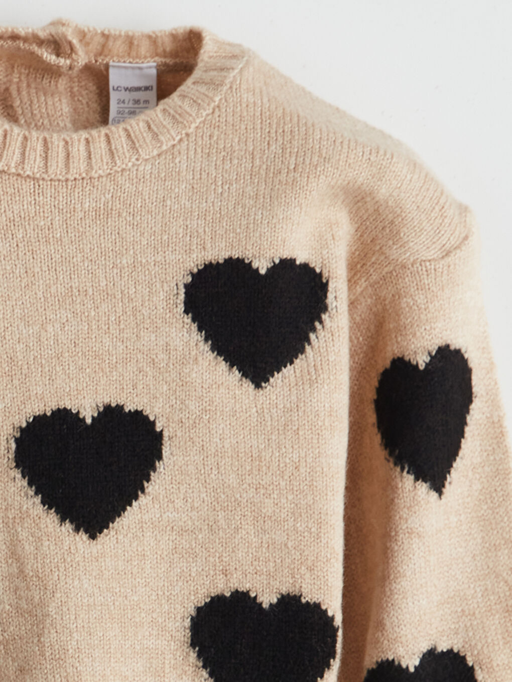 Bej Bisiklet Yaka Triko Kız Çocuk Kazak-2