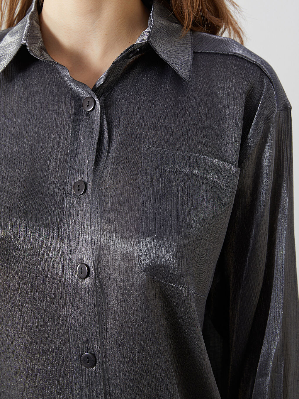 LCW Modest Shiny Look Oversize Women's Shirt Tunic -W4M986Z8-CVL