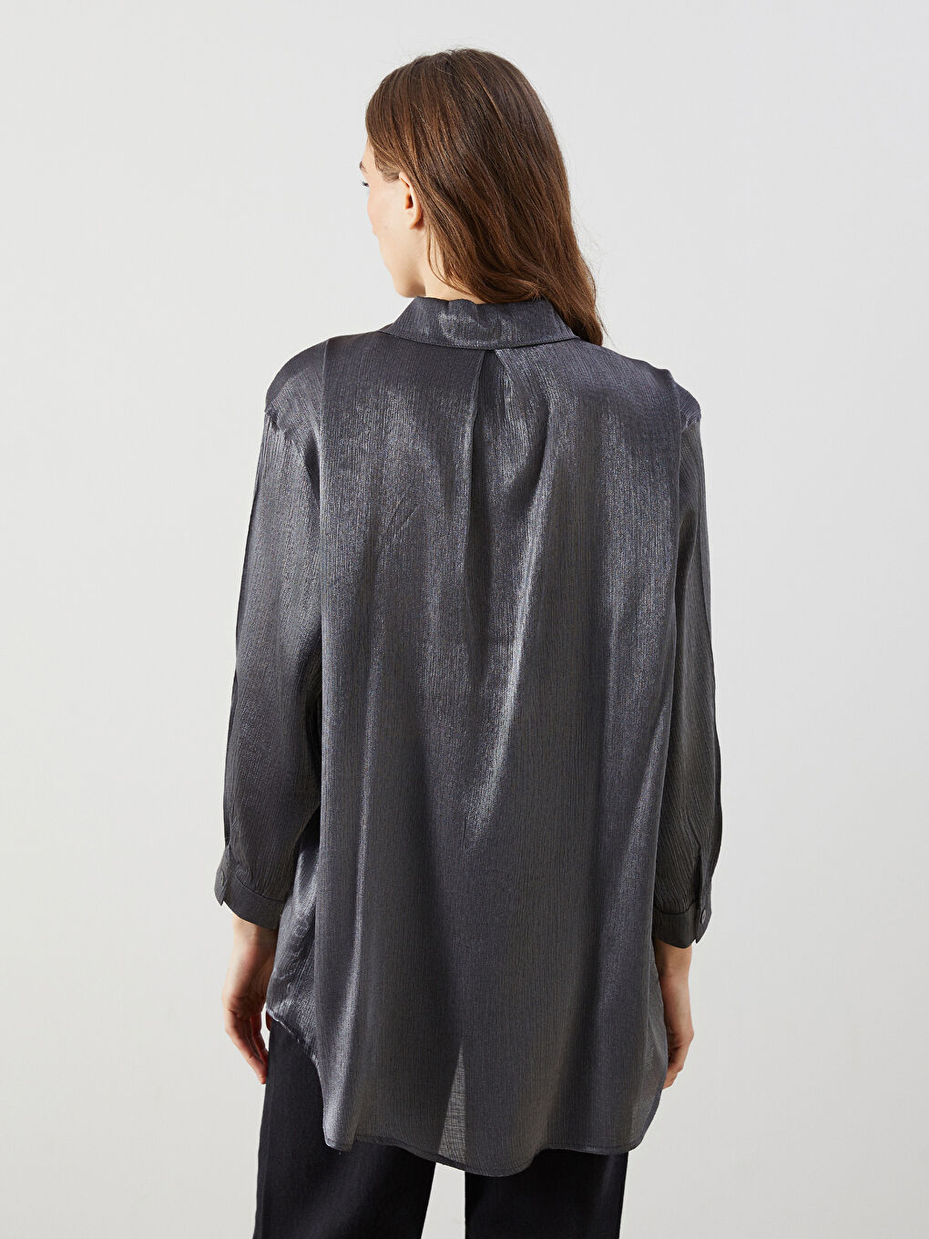 LCW Modest Shiny Look Oversize Women's Shirt Tunic -W4M986Z8-CVL
