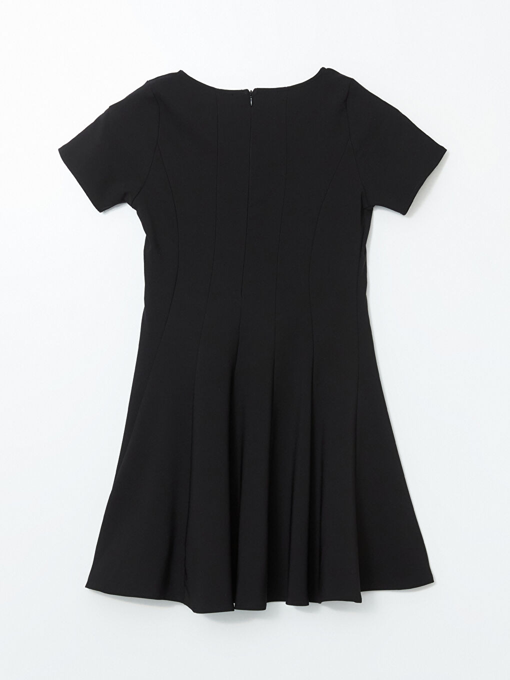 Siyah Bisiklet Yaka Kadın Mini Elbise-5