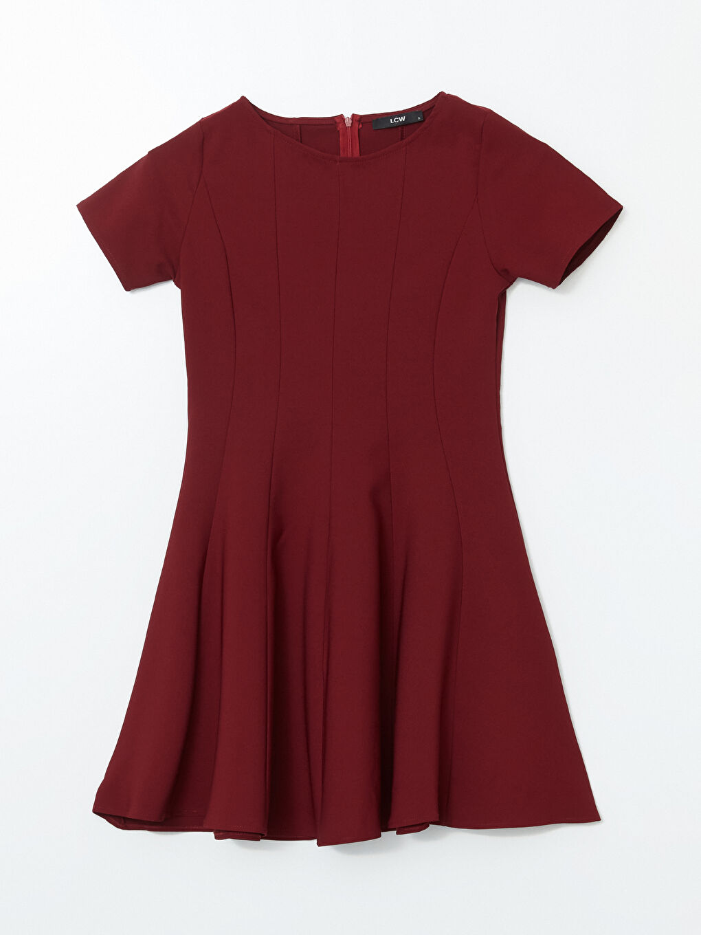 Bordo Bisiklet Yaka Kadın Mini Elbise-4