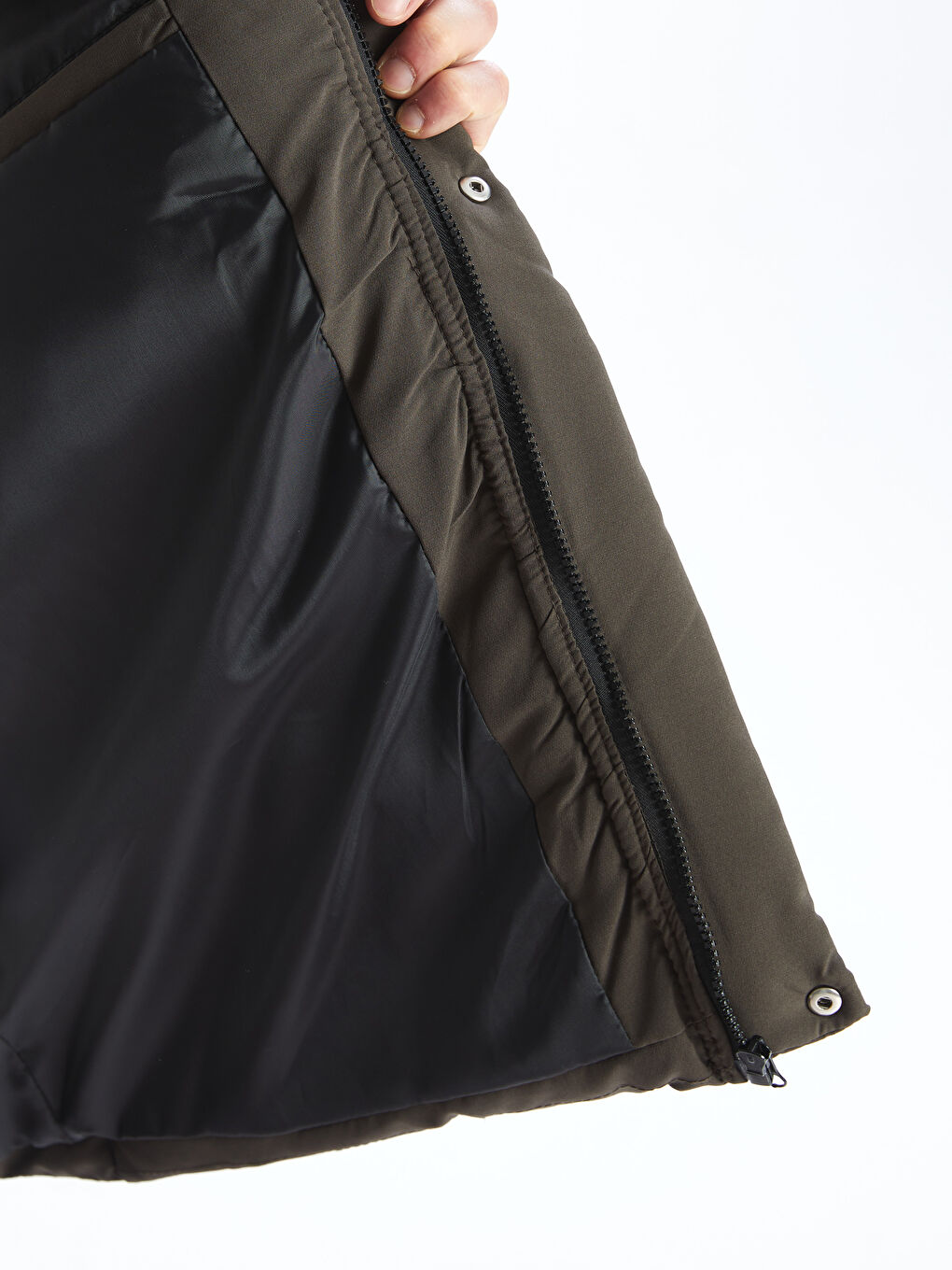 Haki Standart Kalıp Dik Yaka Erkek Şişme Yelek-3