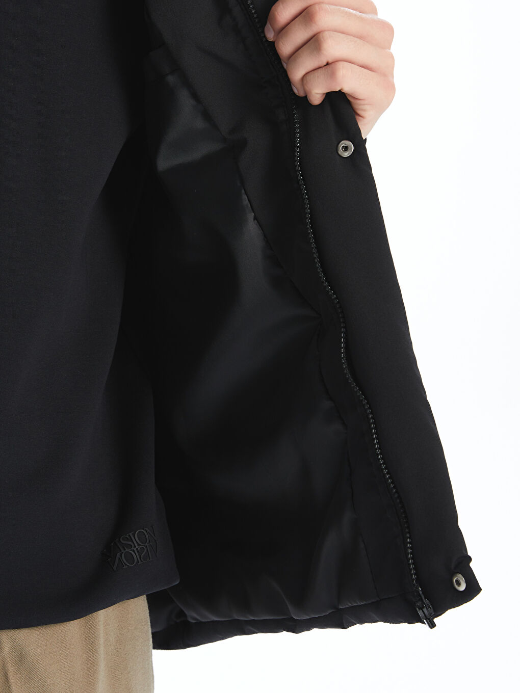 Siyah Standart Kalıp Dik Yaka Erkek Şişme Yelek-3