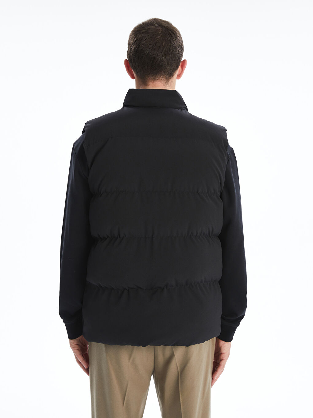 Siyah Standart Kalıp Dik Yaka Erkek Şişme Yelek-4