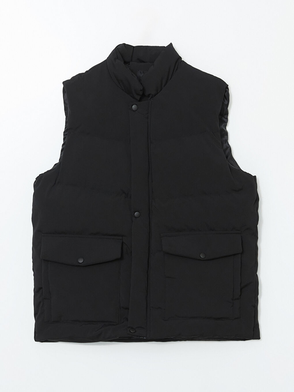 Siyah Standart Kalıp Dik Yaka Erkek Şişme Yelek-5