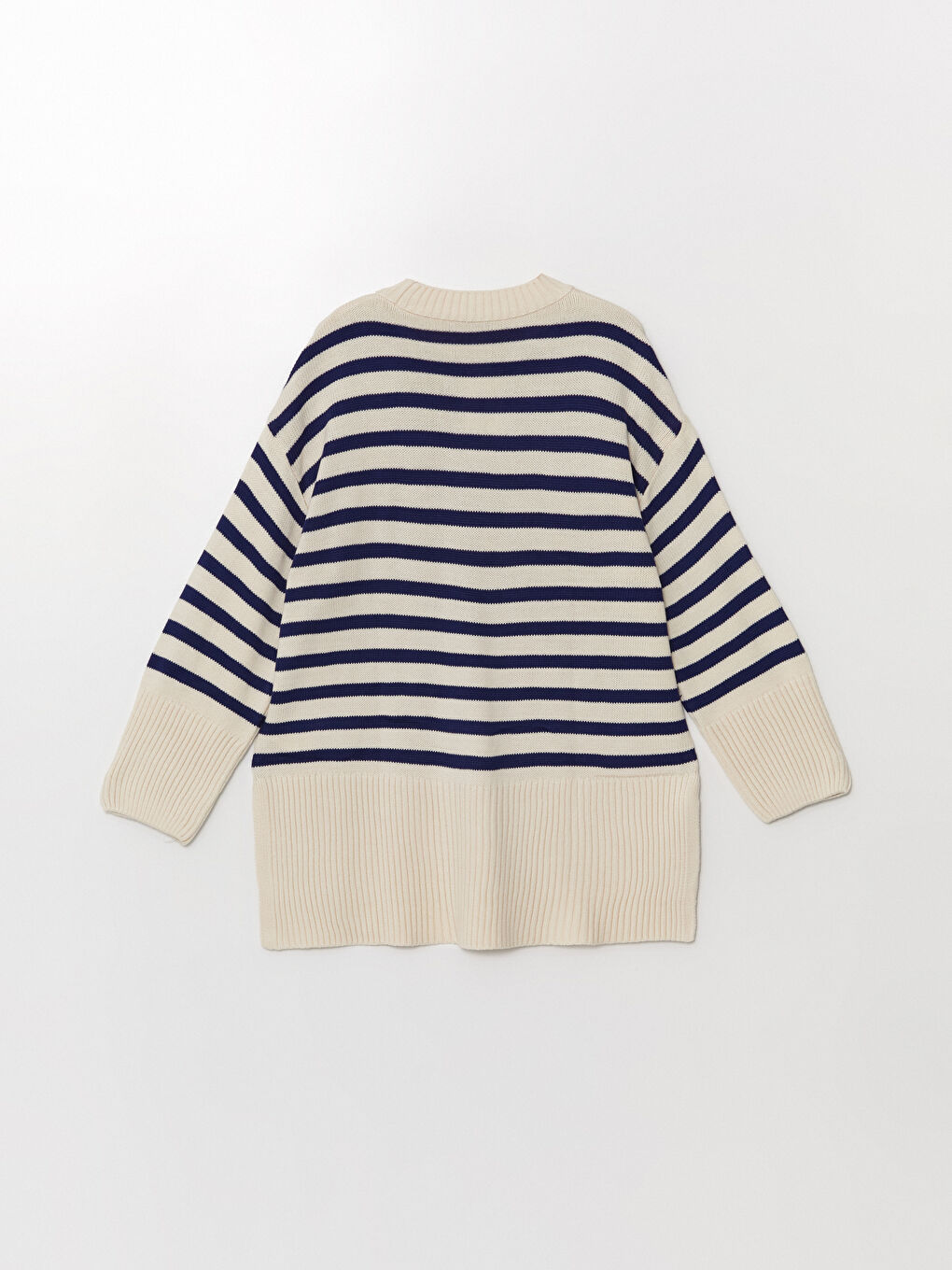 Crew Neck Striped Oversize Women's Knitwear Sweater-11