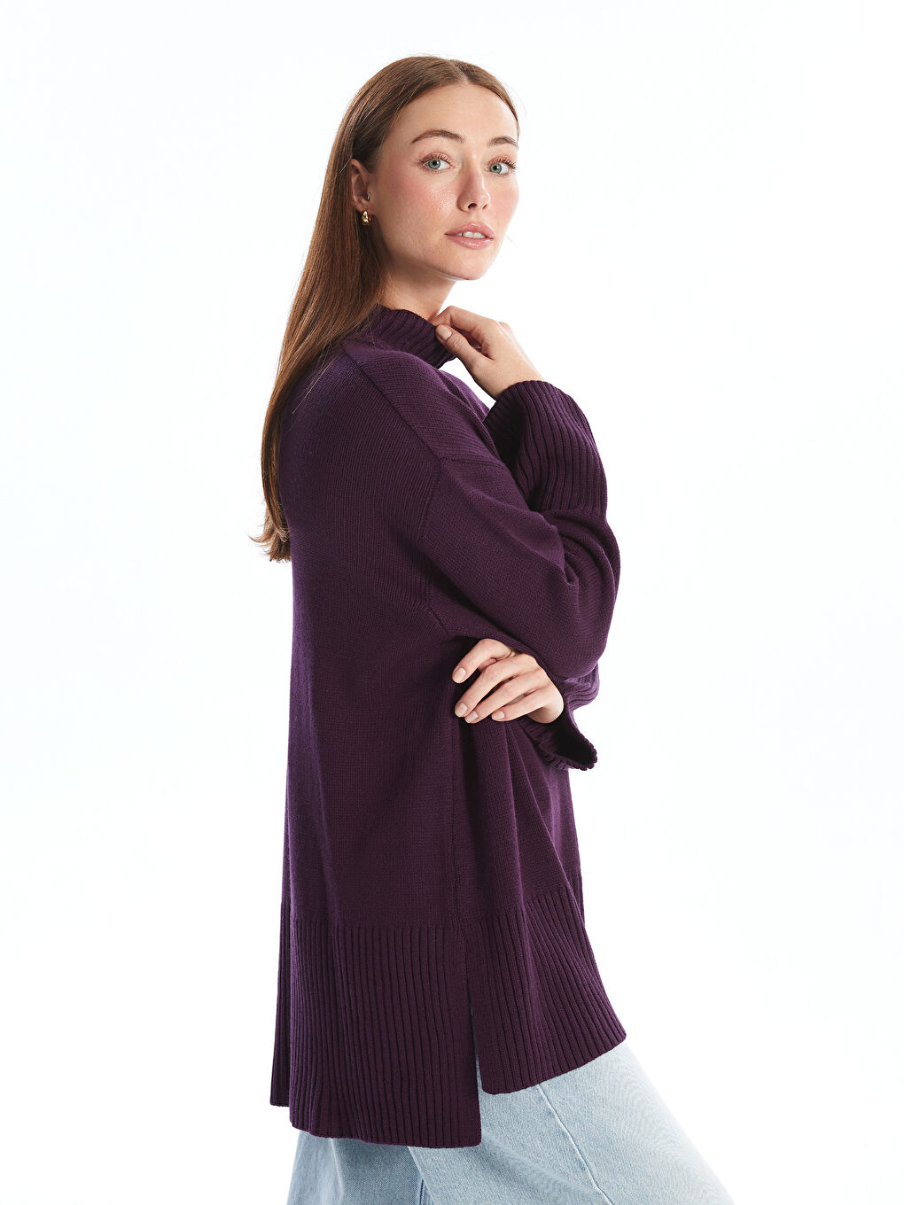 Half Turtleneck Oversize Women's Knitwear Sweater-3