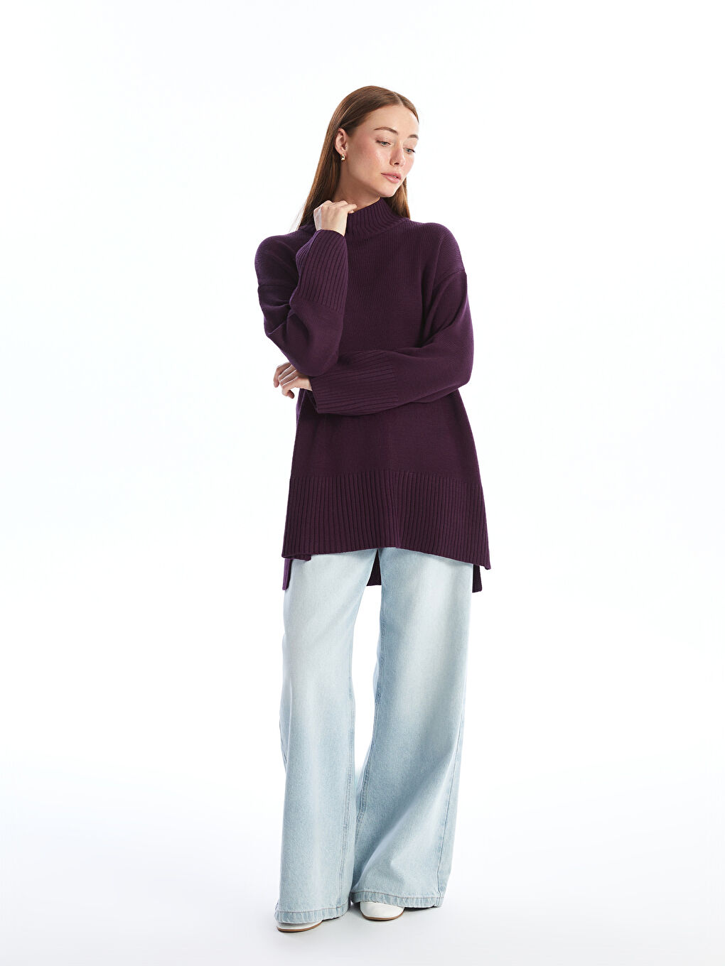 Half Turtleneck Oversize Women's Knitwear Sweater-5