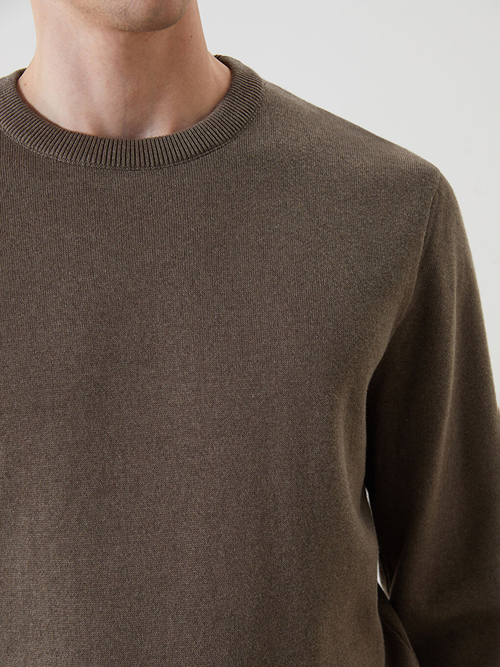 Yeşil Bisiklet Yaka Erkek Triko Kazak-2