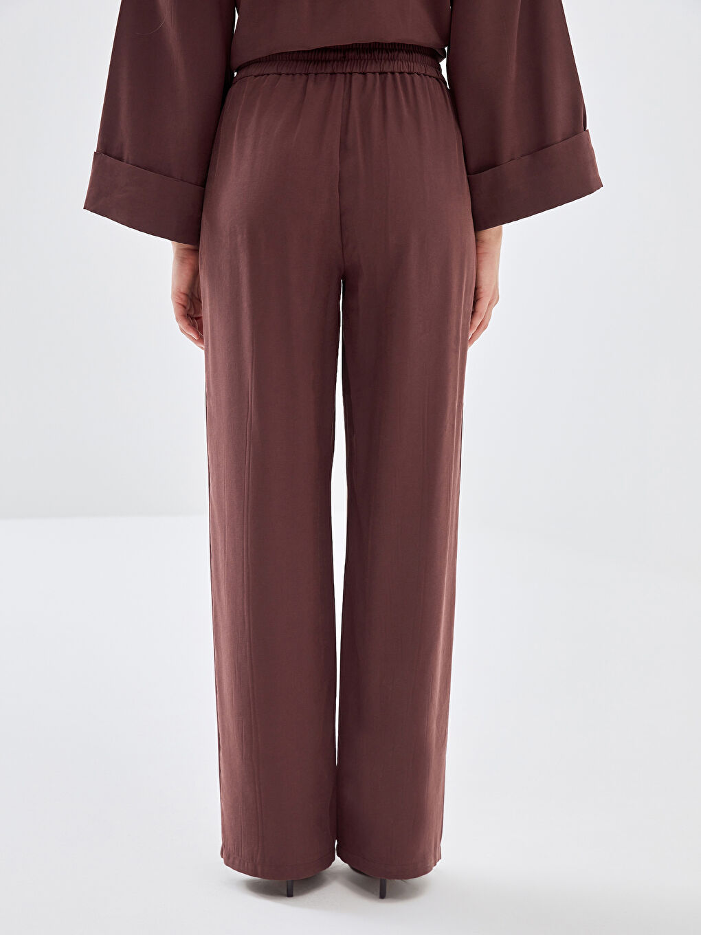 Elastic Waist Wide Leg Women's Trousers-7