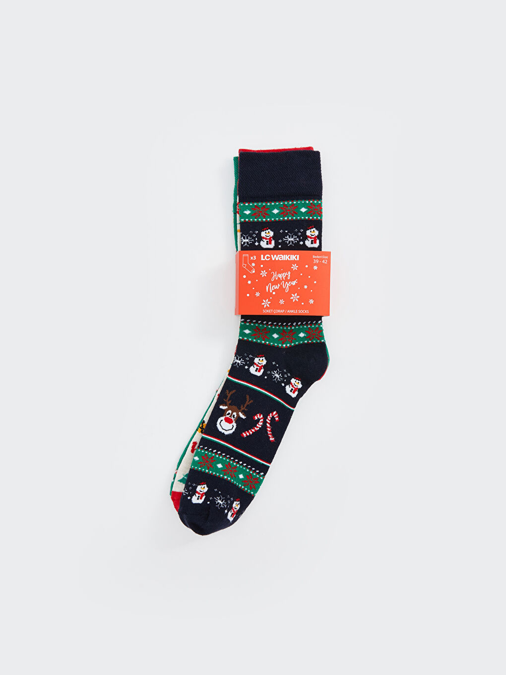 Christmas Themed Men's Ankle Socks 3-Pack-1
