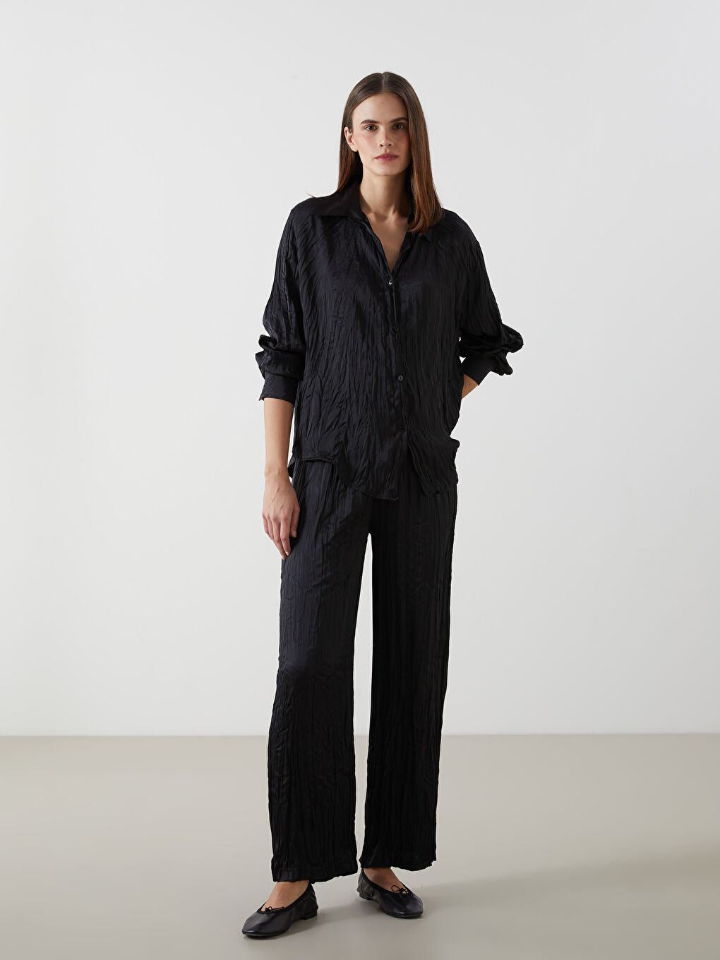 LCW Modest Oversize Satin Women's Shirt Tunic -W4MA07Z8-CVL