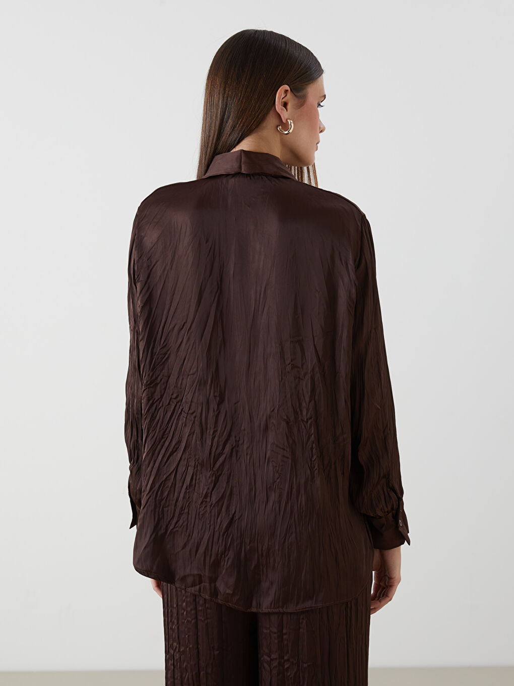 LCW Modest Oversize Satin Women's Shirt Tunic -W4MA07Z8-D2N
