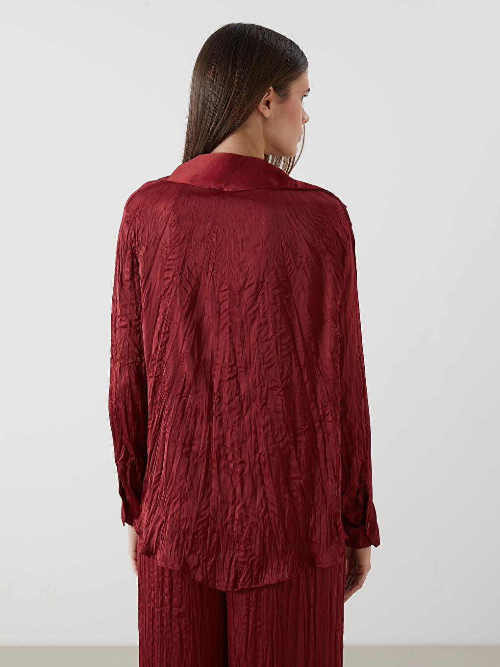 LCW Modest Oversize Satin Women's Shirt Tunic -W4MA07Z8-JAV