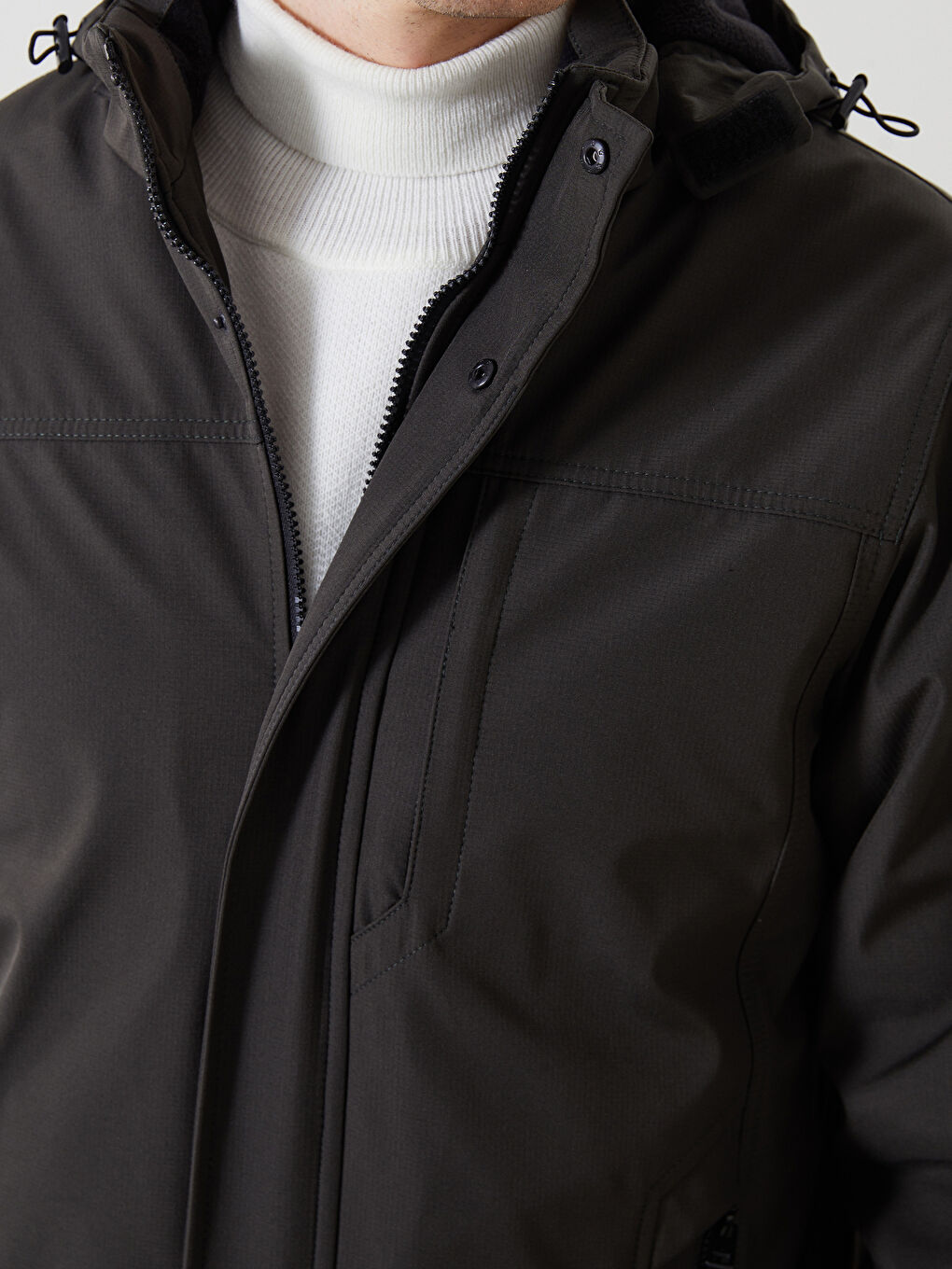 Haki Slim Fit Kapüşonlu Erkek Mont-2