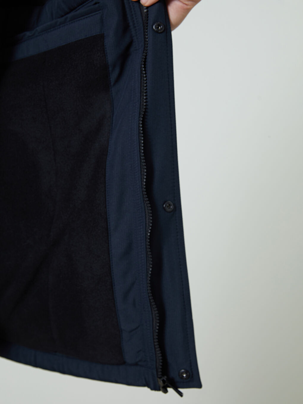 Lacivert Slim Fit Kapüşonlu Erkek Mont-3