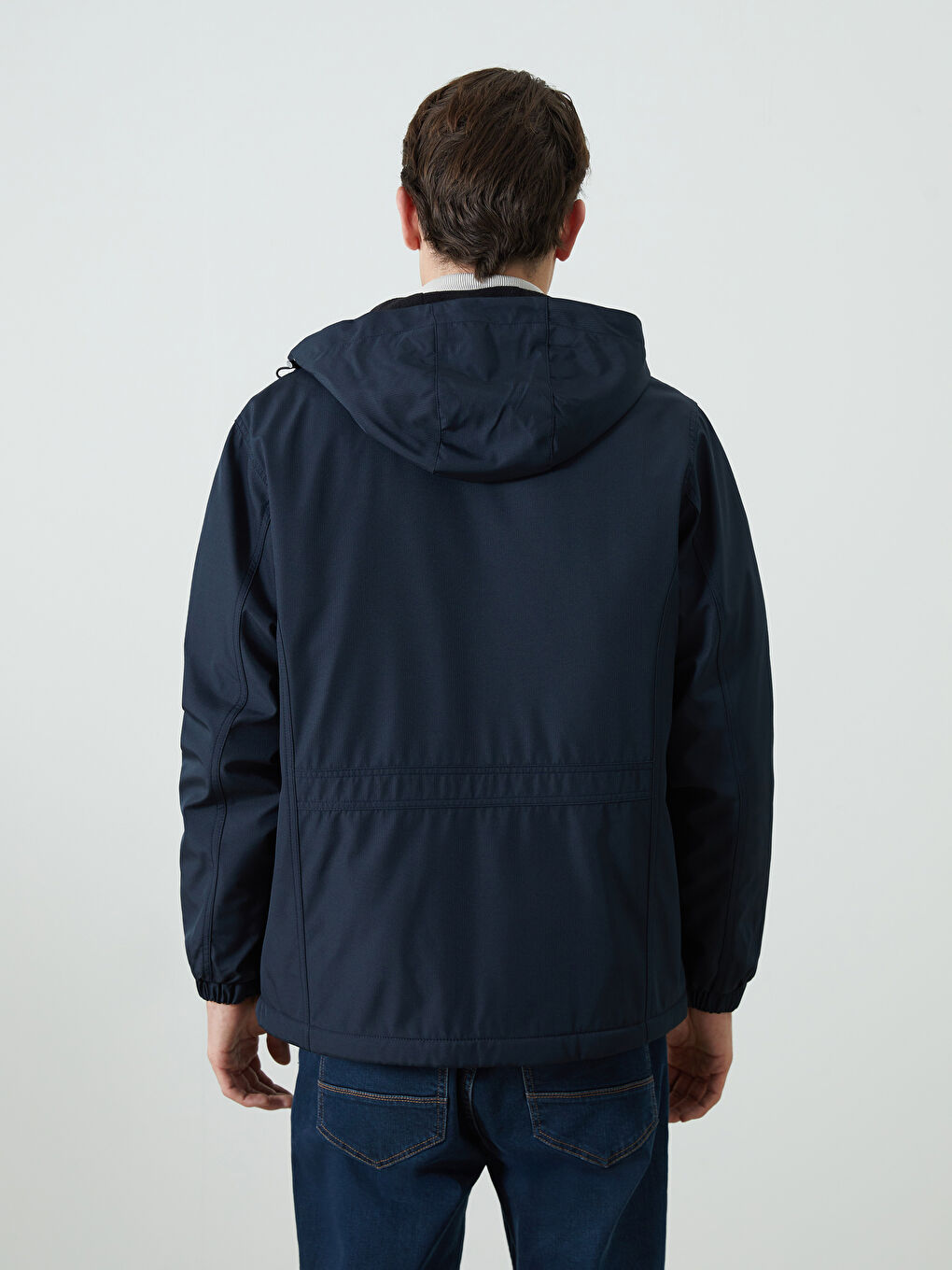 Lacivert Slim Fit Kapüşonlu Erkek Mont-4