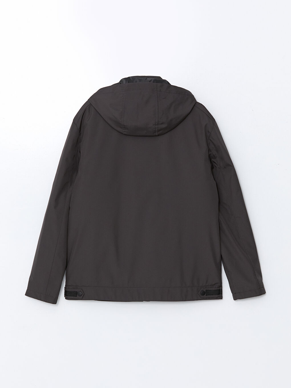 Gri Standart Kalıp Kapüşonlu Erkek Mont-6