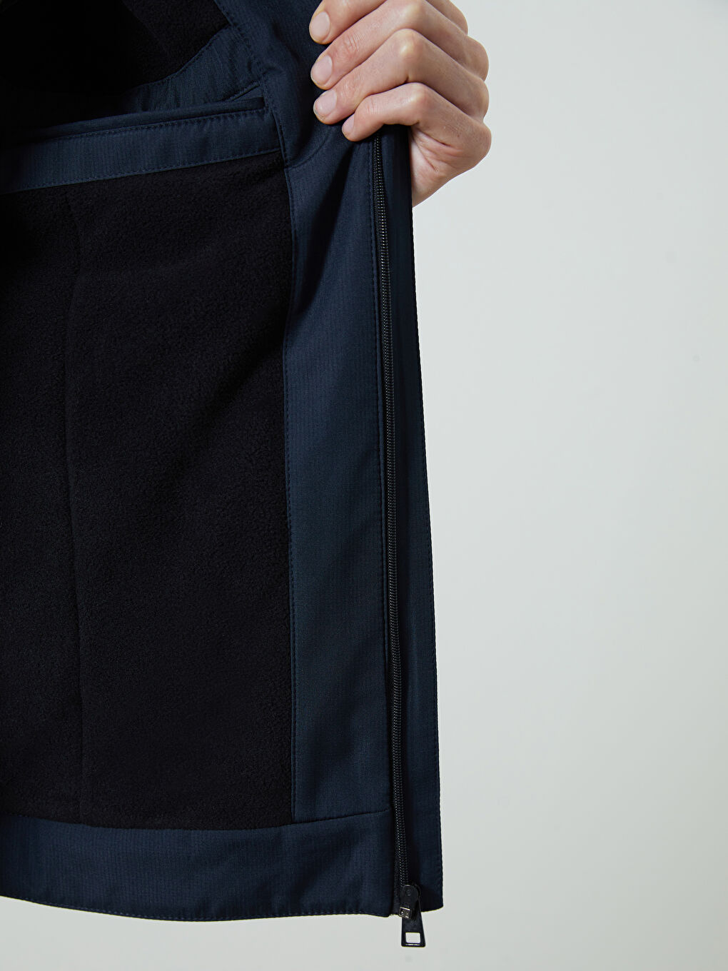 Lacivert Standart Kalıp Kapüşonlu Erkek Mont-3