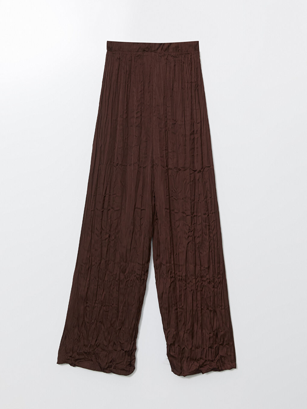 Kahverengi Beli Lastikli Geniş Paça Kadın Pantolon-5