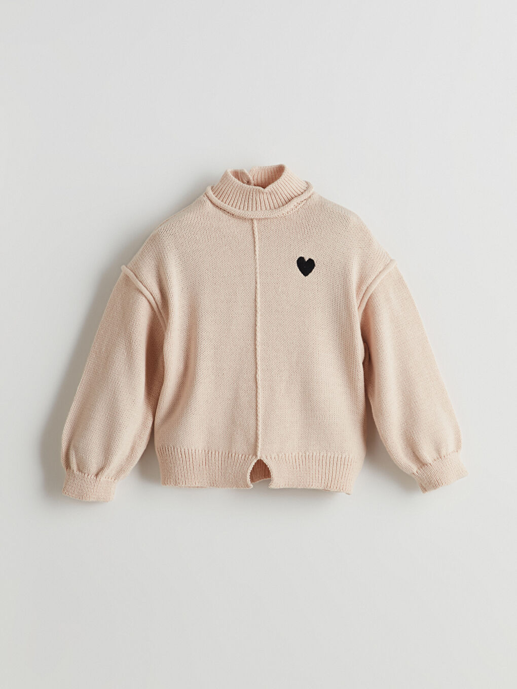 Stand Collar Heart Embroidered Girls Knit Sweater -W4MA20Z1-FF7