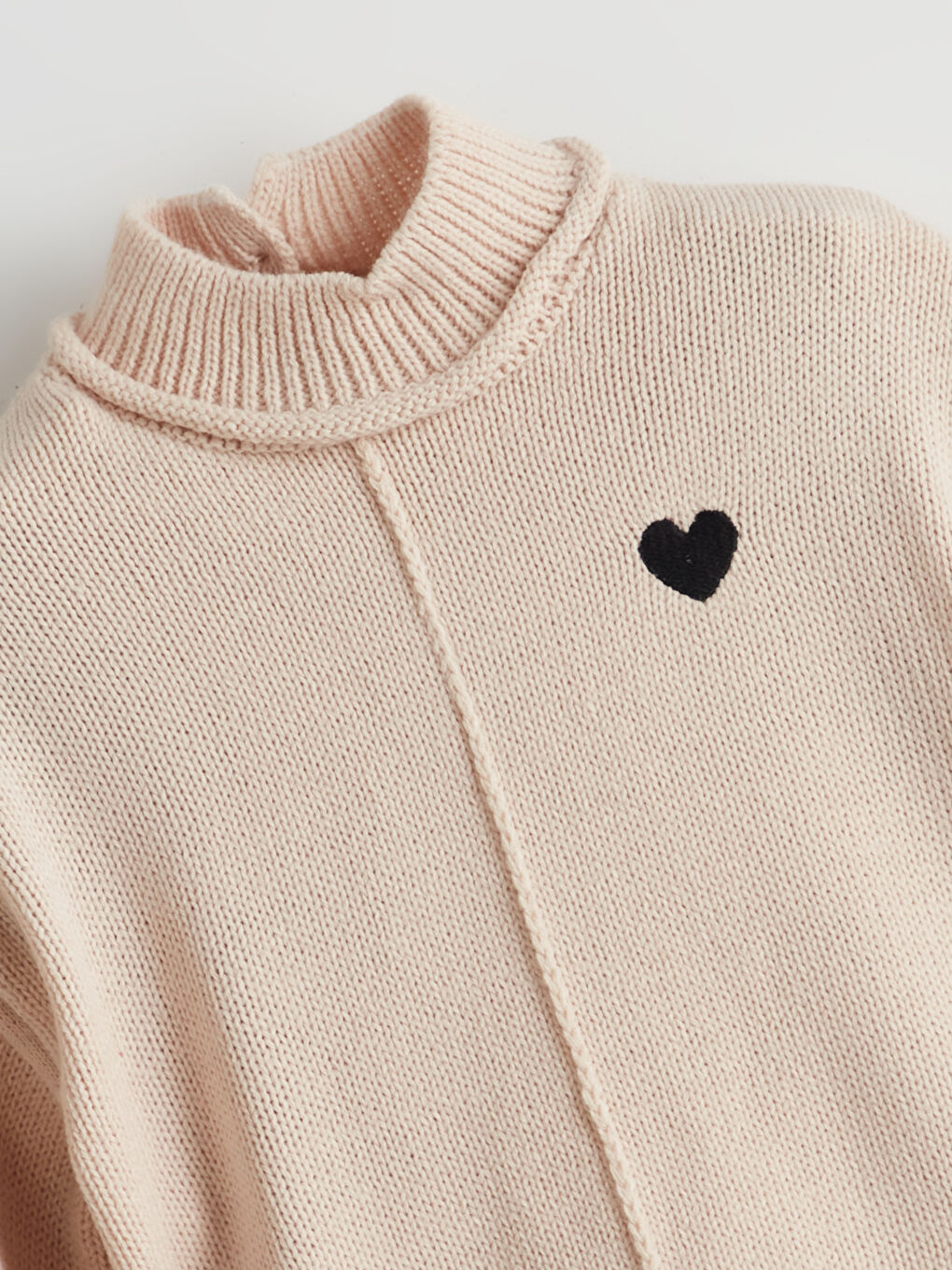 Stand Collar Heart Embroidered Girls Knit Sweater -W4MA20Z1-FF7