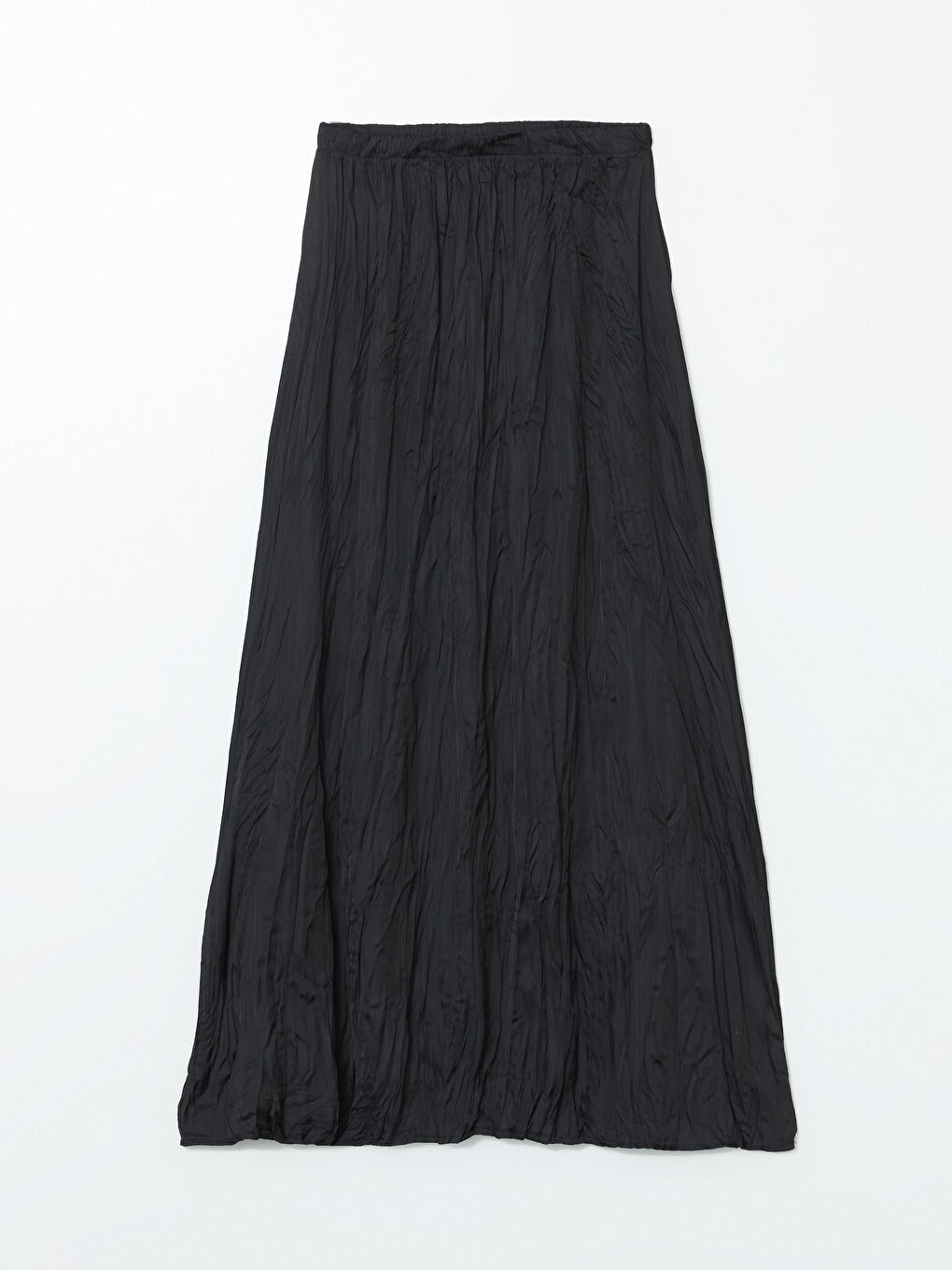 Siyah Beli Lastikli Saten Kadın Etek-4