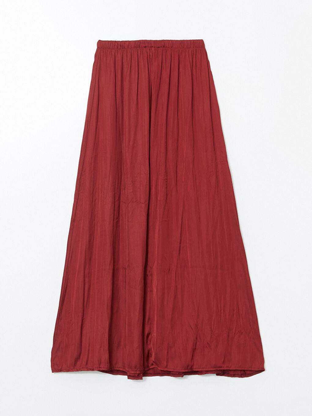 Bordo Beli Lastikli Saten Kadın Etek-5