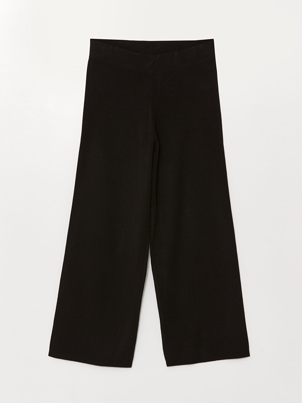 Pantalon en Tricot Uni à Jambe Large et Taille Élastiquée pour Femmes-12