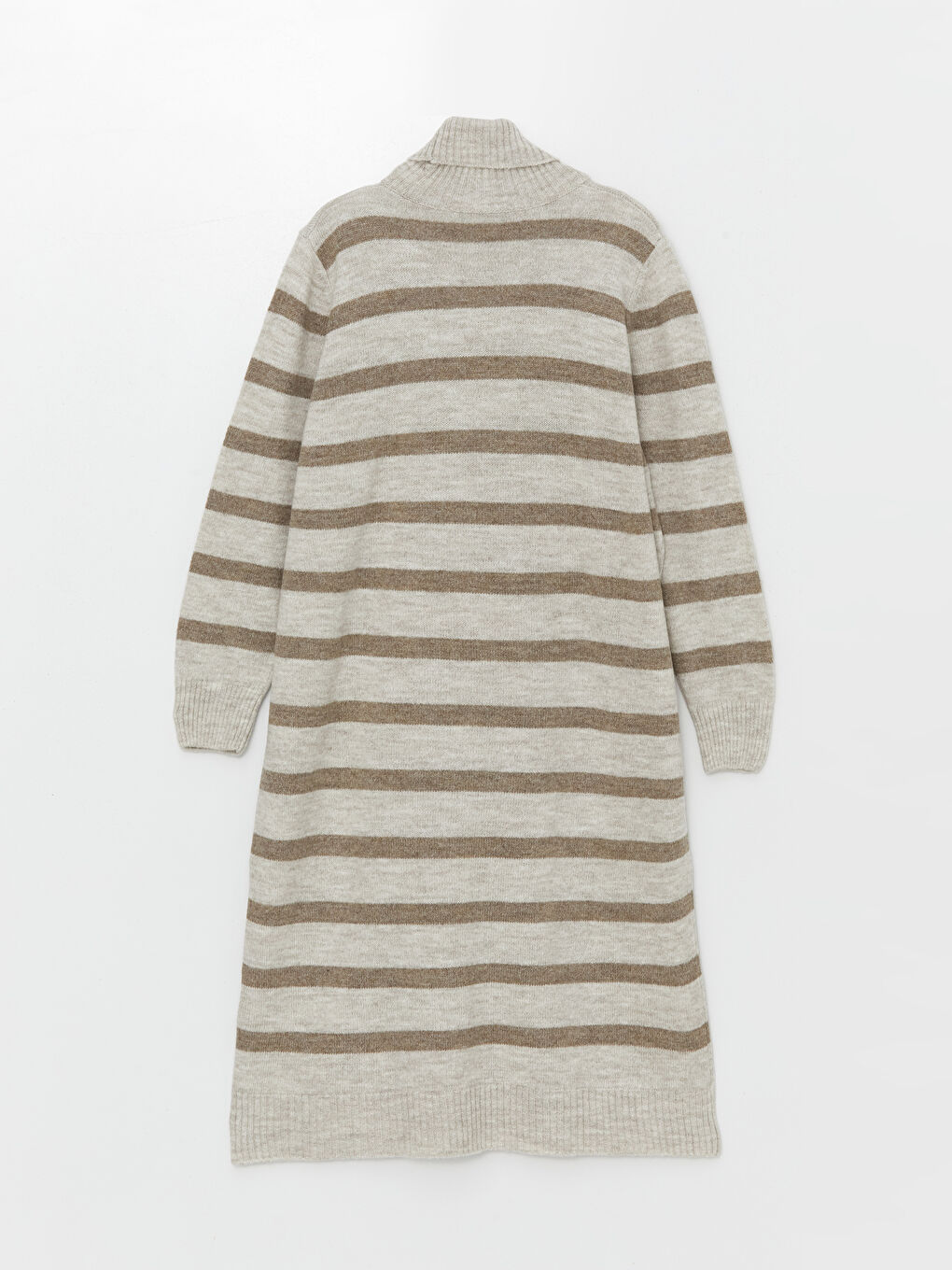 Turtleneck Striped Long Sleeve Oversize Women's Knitwear Dress-9