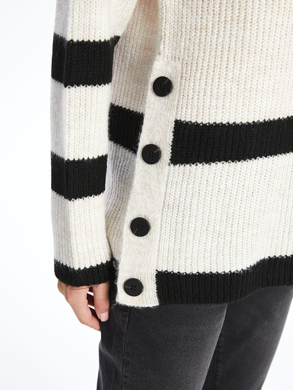 Crew Neck Striped Women's Knitwear Tunic-5