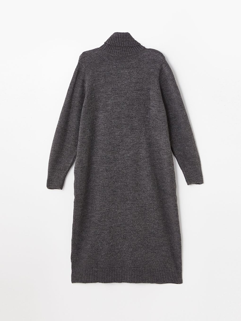 Robe en Tricot Oversize à Manches Longues et Col Roulé Uni pour Femme-9
